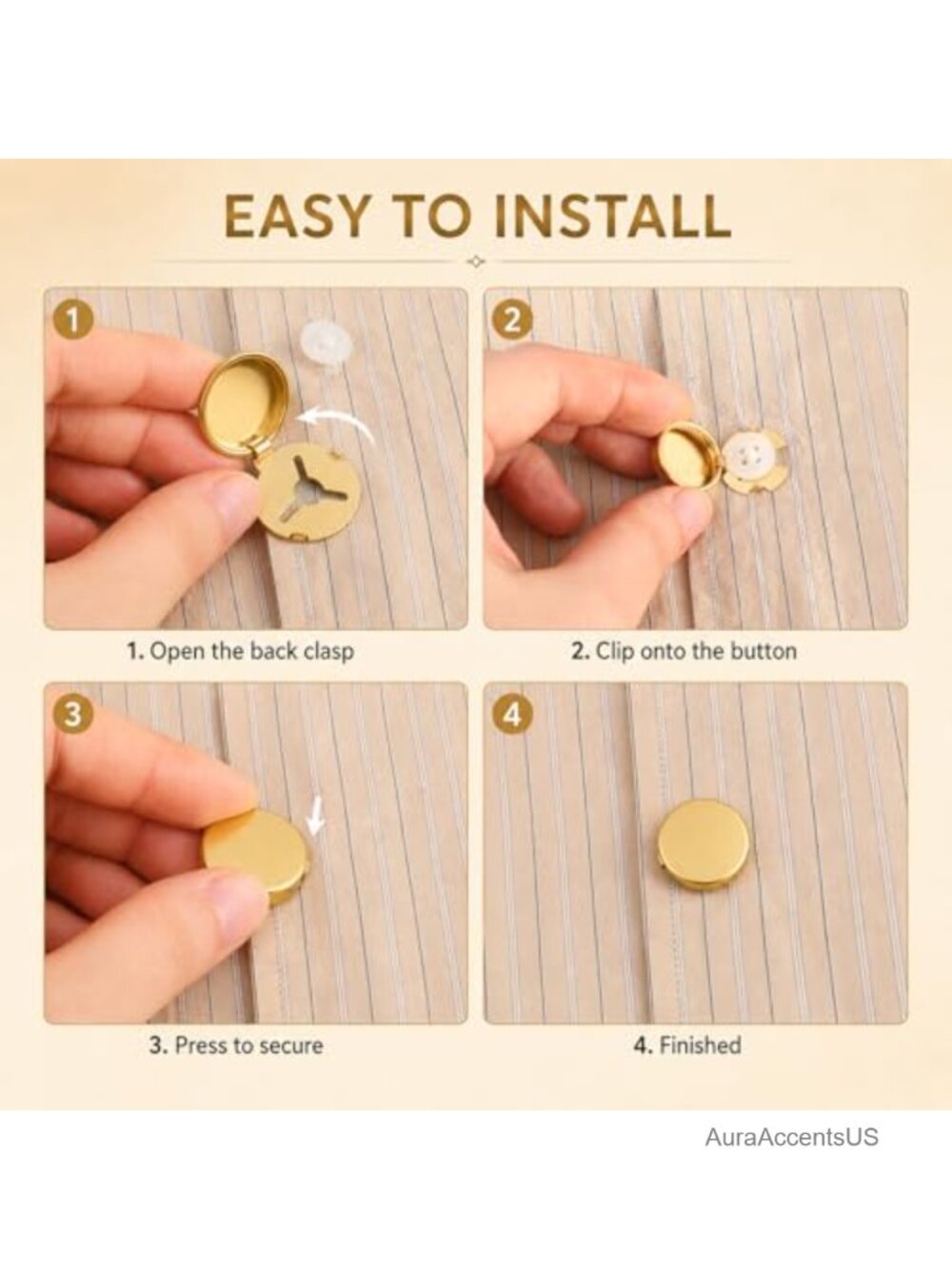 16 Pcs Gold Button Covers Clip-On Cufflinks Kit DIY Blank Round Cufflinks for - Picture 5 of 6